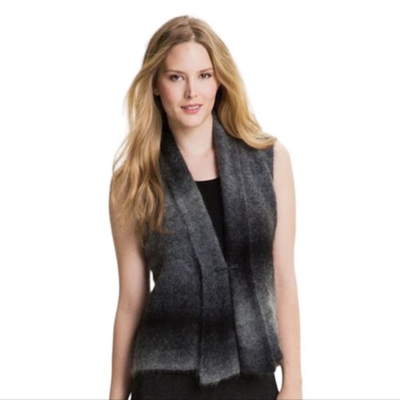 Eileen Fisher Mohair Black Gray Ombré Open Sweater Cardigan Vest - Picture 1 of 10
